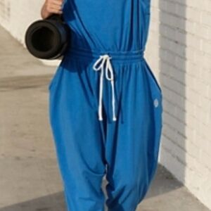 Free People Vibrant Blue Jumpsuit with Drawstring